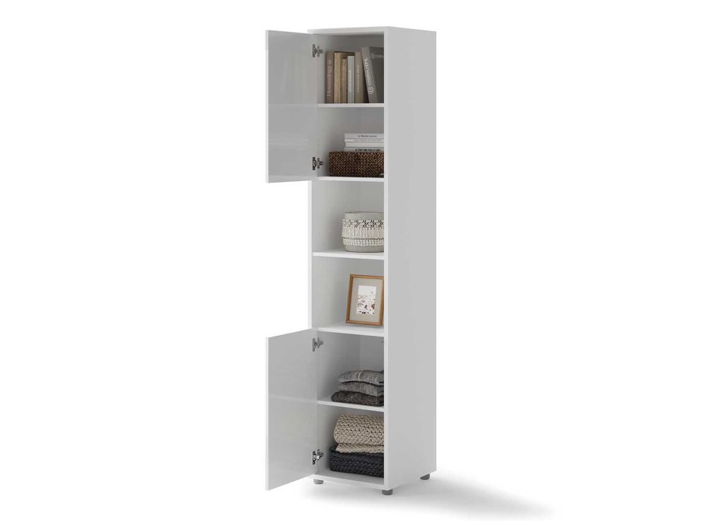 Colonne blanche 2 portes et 2 niches pour lit vertical 140x200 cm Bed Concept