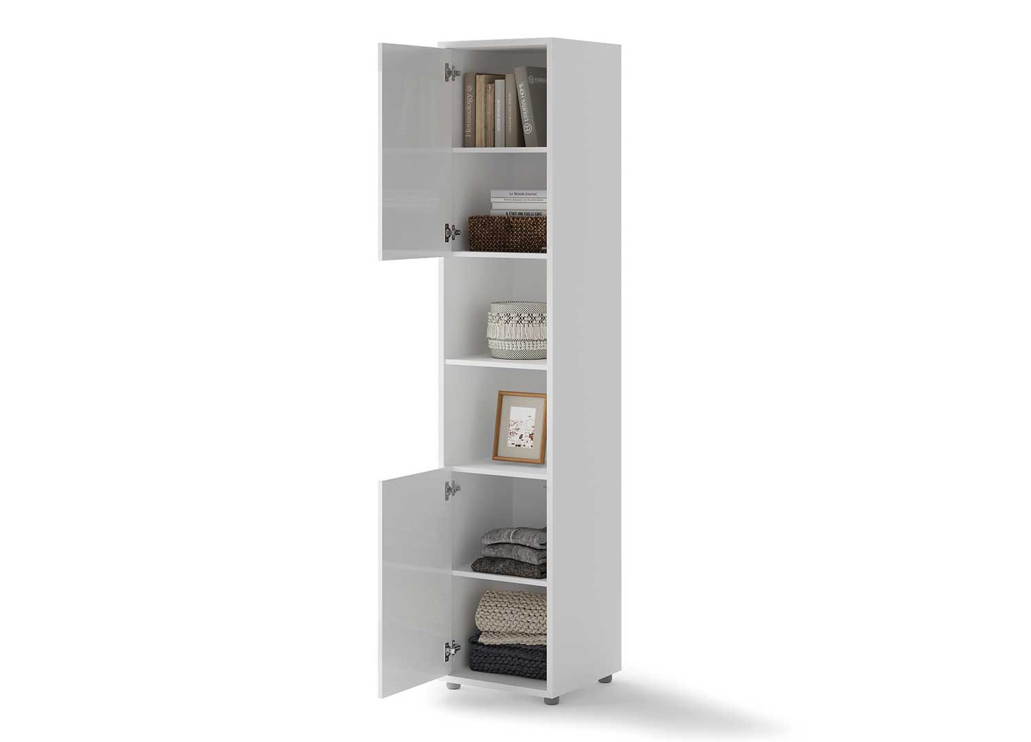 Colonne blanche 2 portes et 2 niches pour lit vertical 140x200 cm Bed Concept