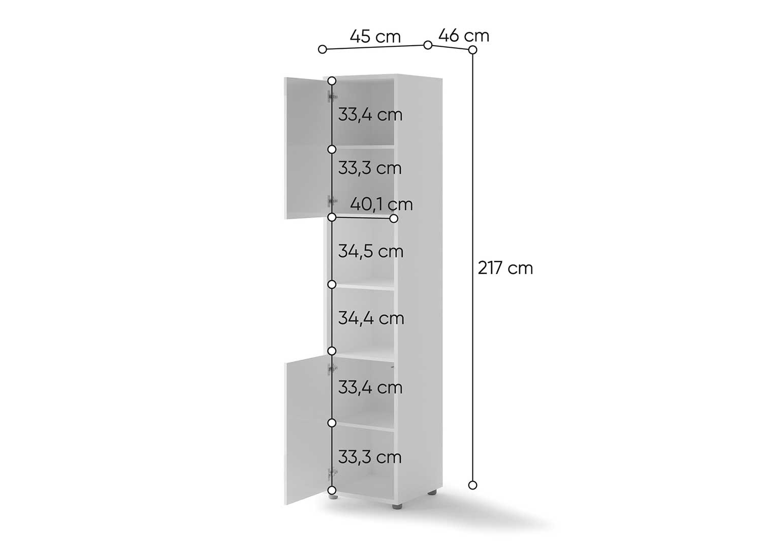 Colonne blanche 2 portes et 2 niches pour lit vertical 140x200 cm Bed Concept