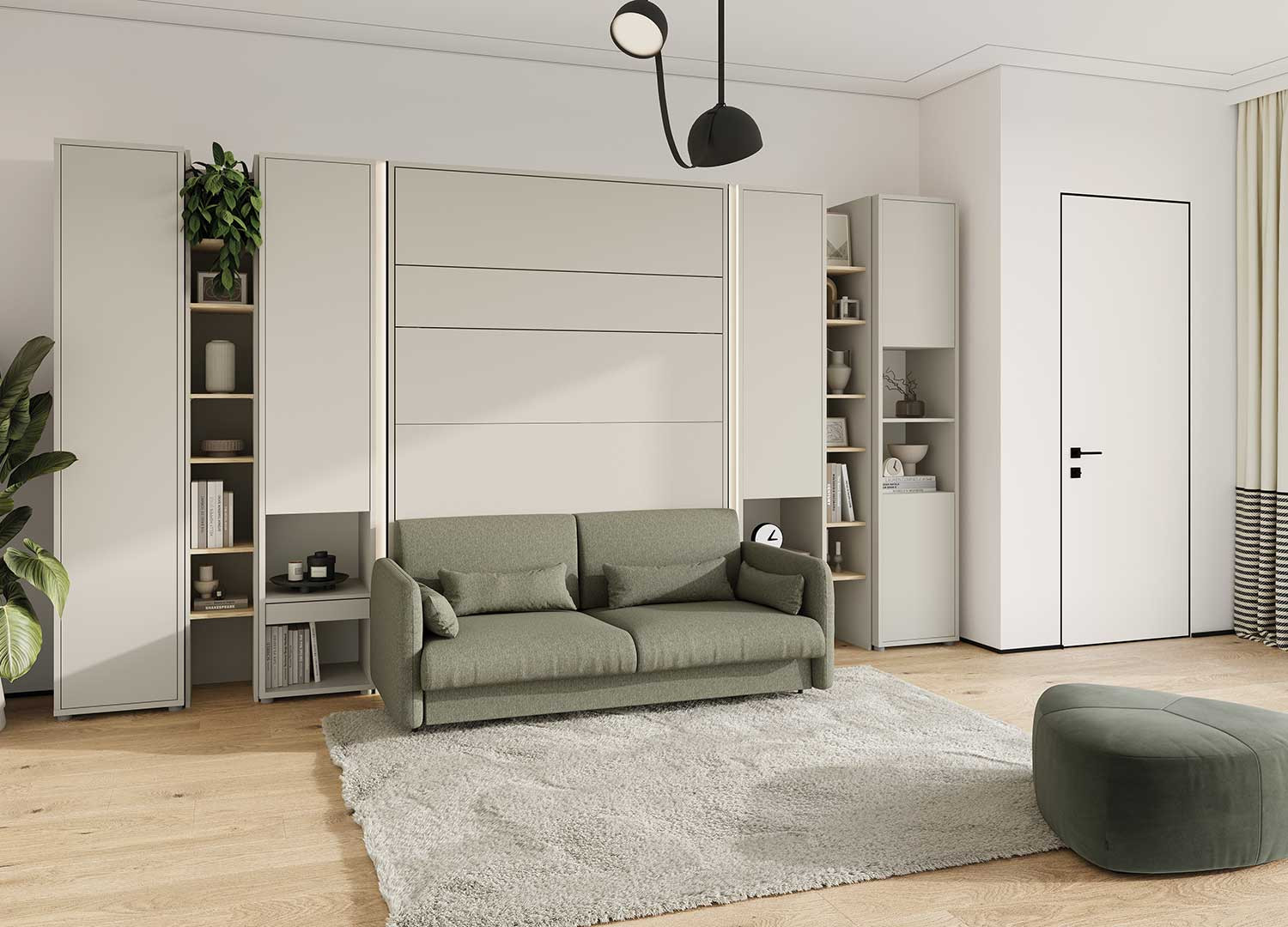 Colonne blanche 2 portes et 2 niches pour lit vertical 140x200 cm Bed Concept