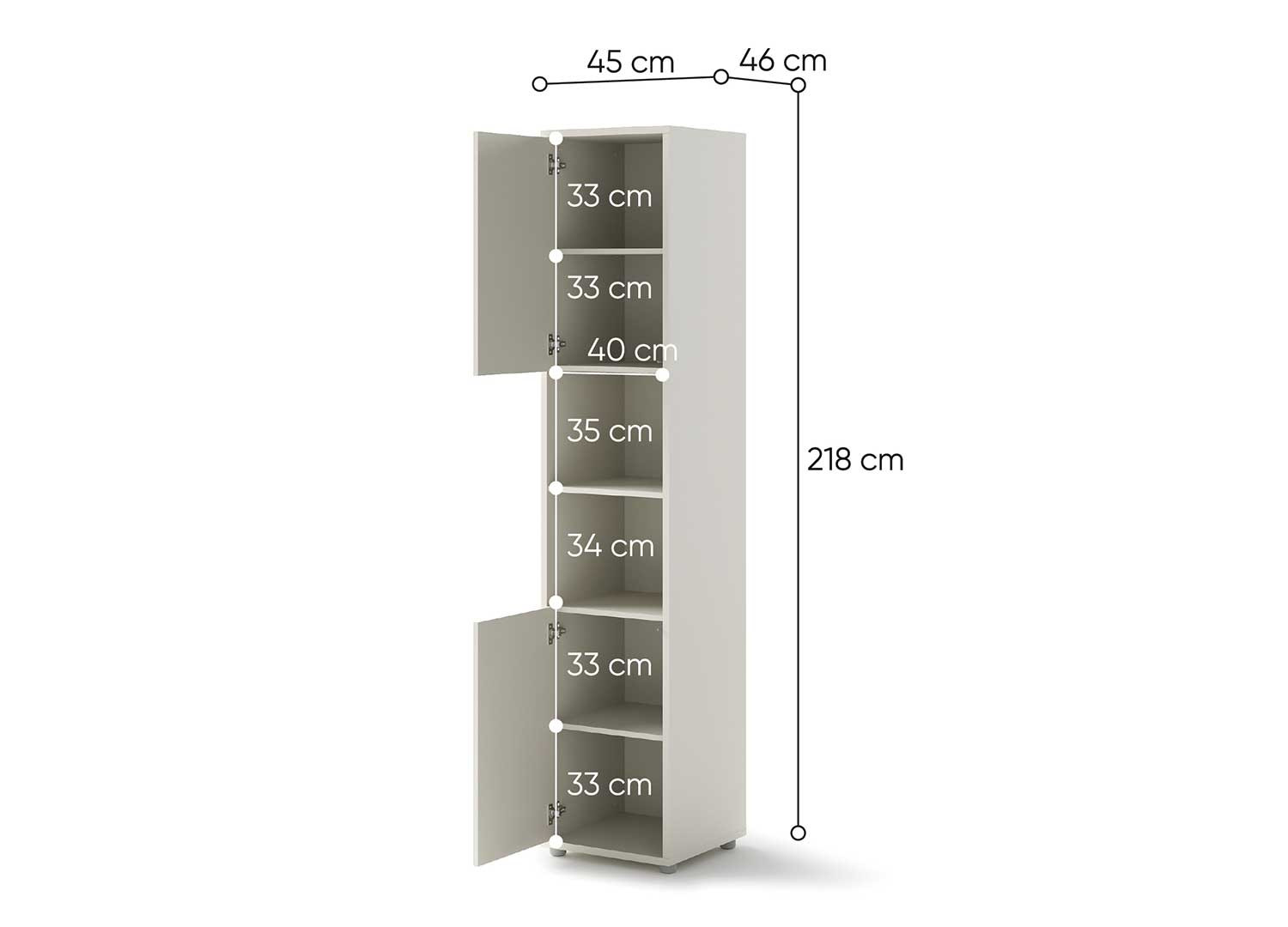 Colonne cachemire 2 portes et 2 niches pour lit vertical 140x200 cm Bed Concept