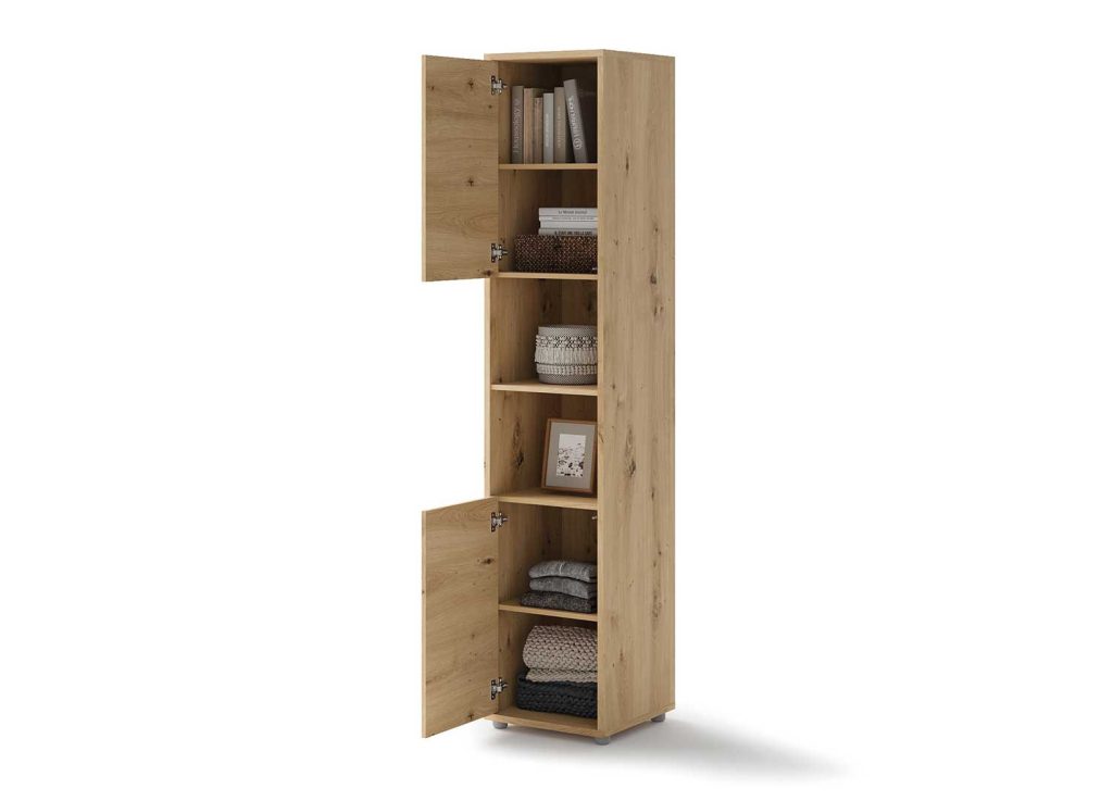 Colonne chêne artisan 2 portes et 2 niches pour lit vertical 140x200 cm Bed Concept
