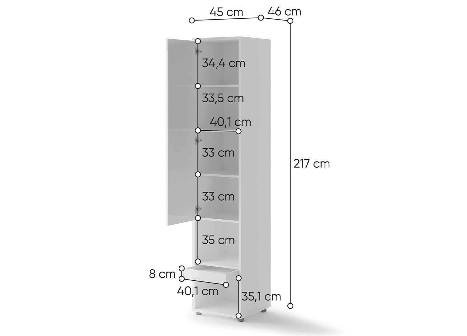 Colonne de rangement blanche pour lit vertical 140x200 cm Bed Concept