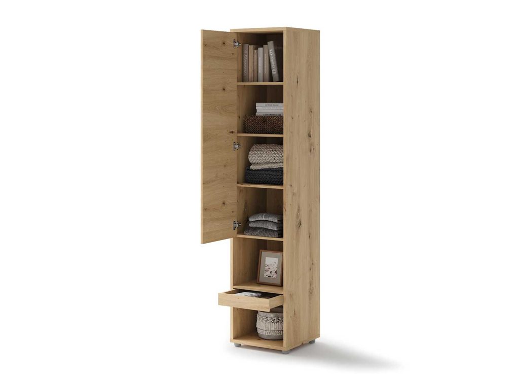 Colonne de rangement chêne artisan pour lit vertical 140x200 cm Bed Concept