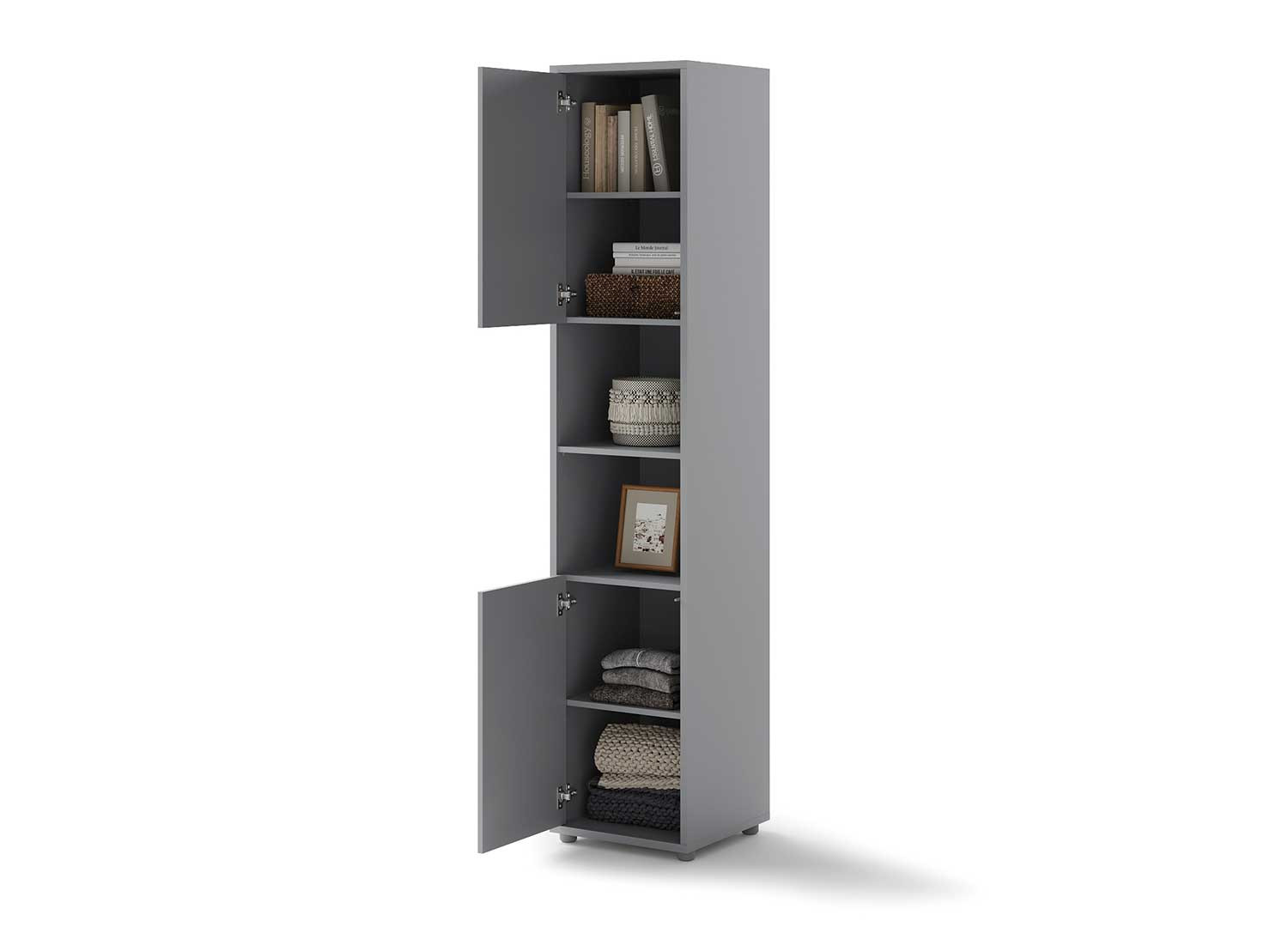 Colonne grise 2 portes et 2 niches pour lit vertical 140x200 cm Bed Concept