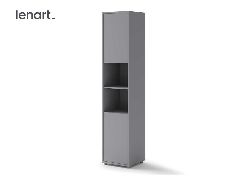 Colonne grise 2 portes et 2 niches pour lit vertical 140x200 cm Bed Concept