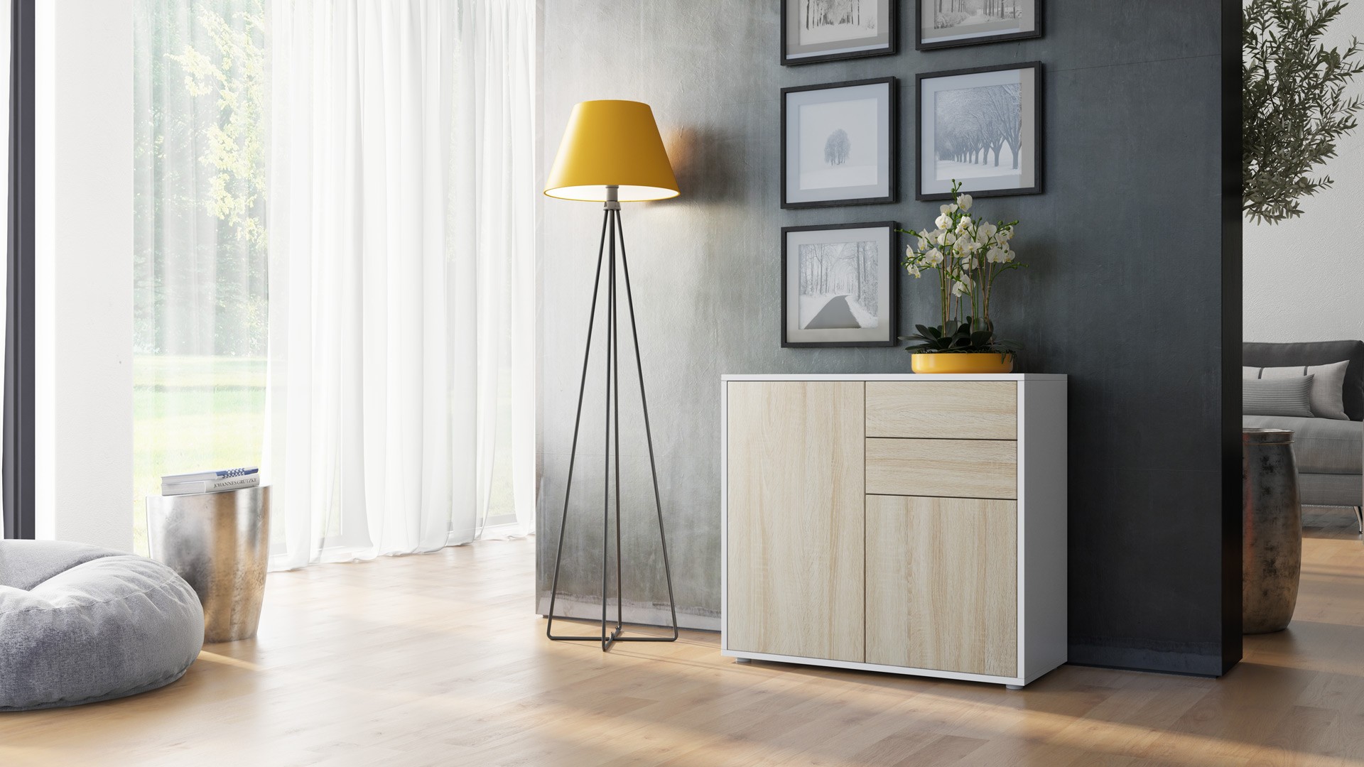 Commode 2 portes 2 tiroirs moderne