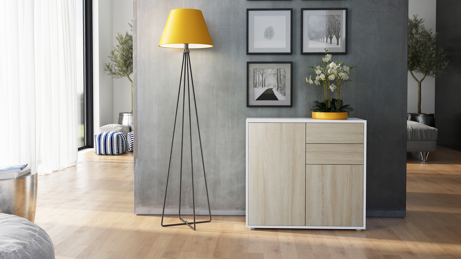 Commode 2 portes 2 tiroirs moderne