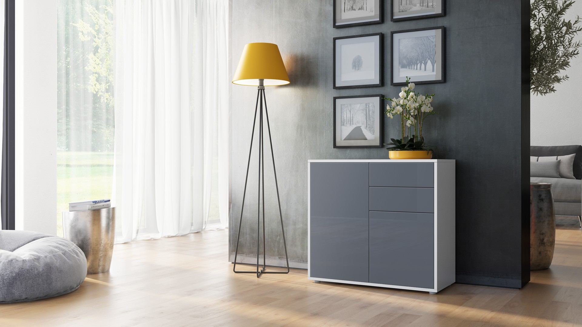 Commode 2 portes 2 tiroirs moderne