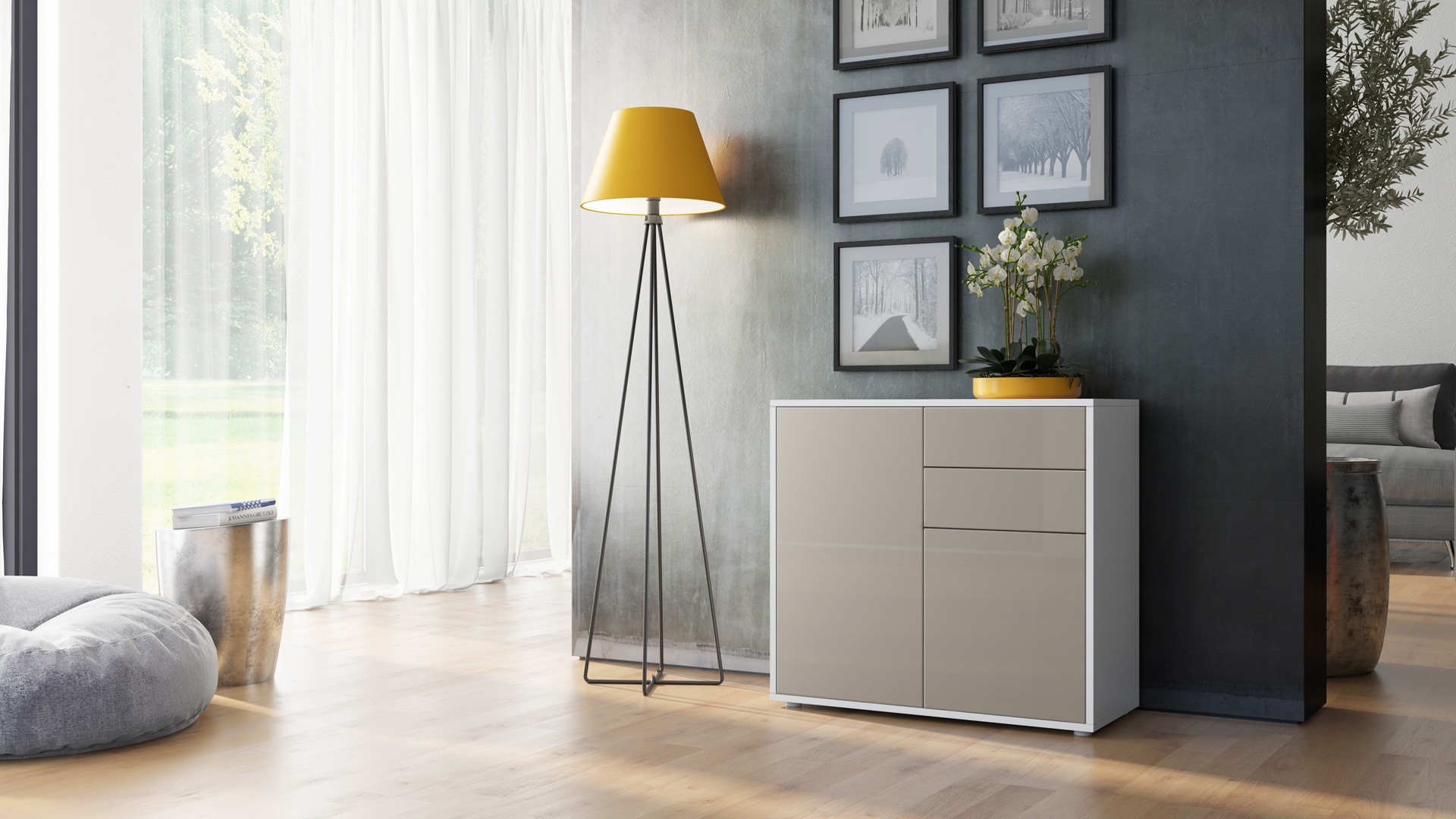 Commode 2 portes 2 tiroirs moderne