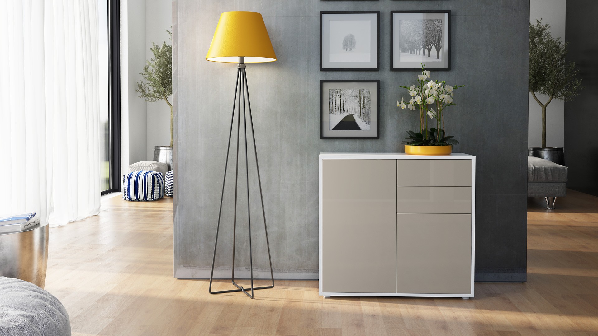 Commode 2 portes 2 tiroirs moderne