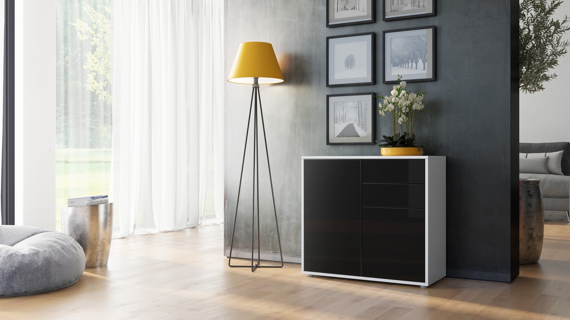 Commode 2 portes 2 tiroirs moderne
