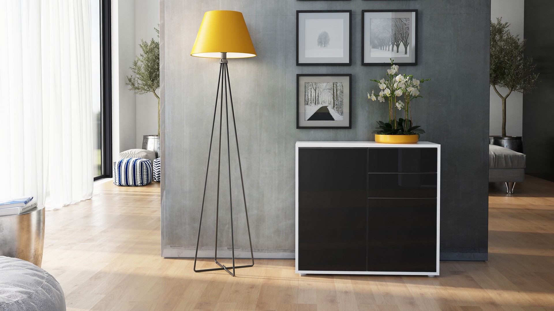 Commode 2 portes 2 tiroirs moderne