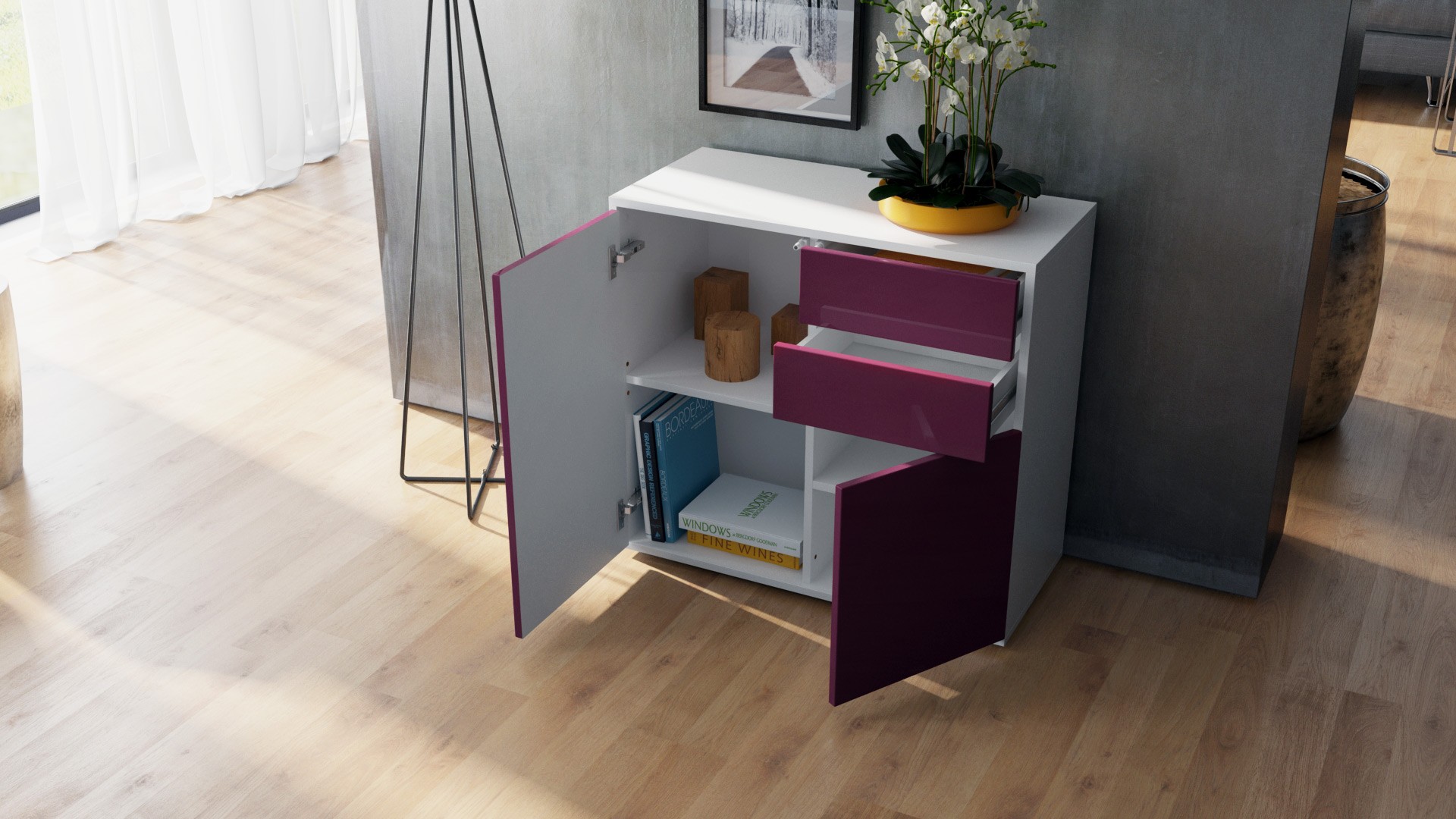 Commode 2 portes 2 tiroirs moderne