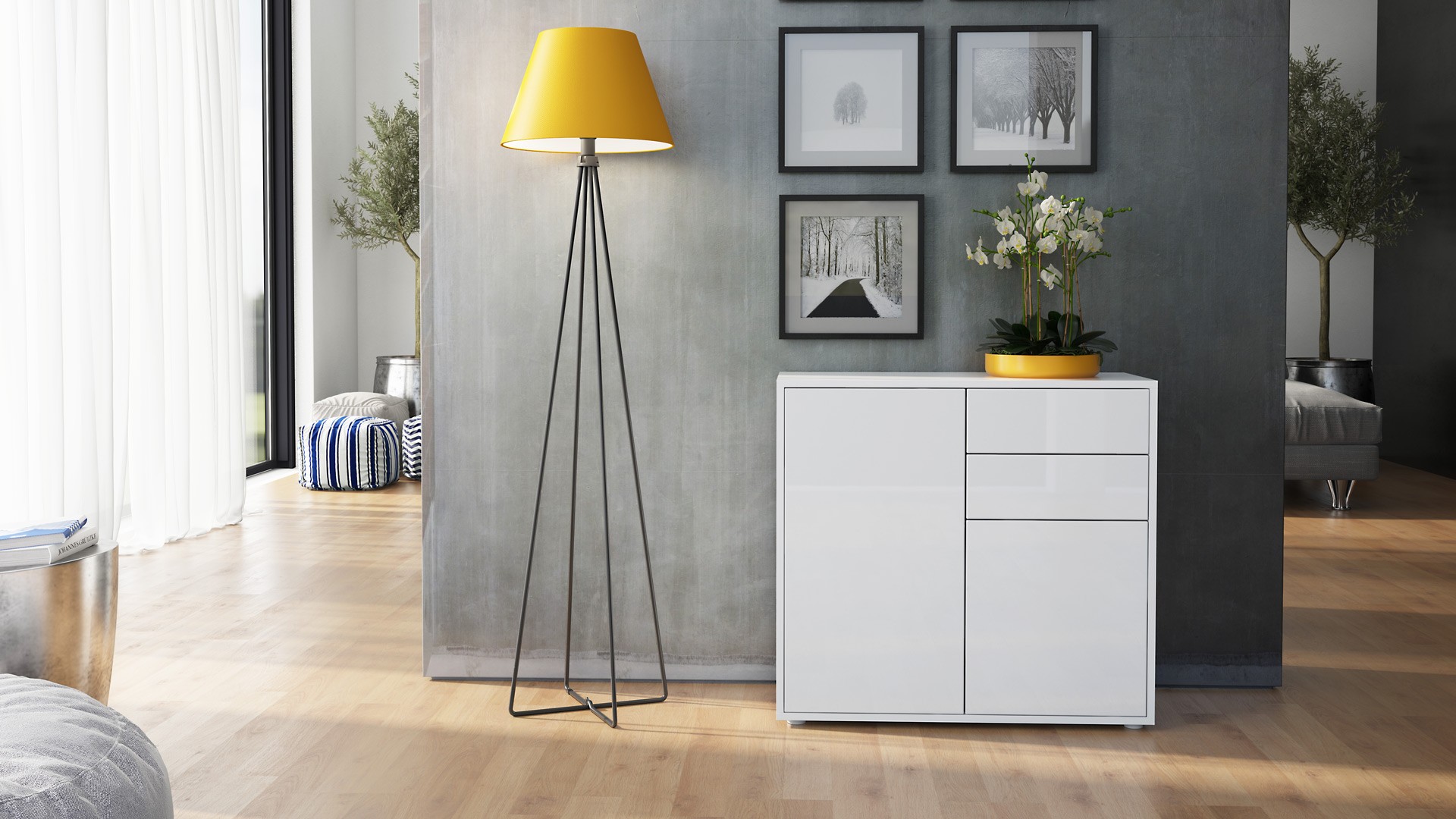 Commode 2 portes 2 tiroirs moderne