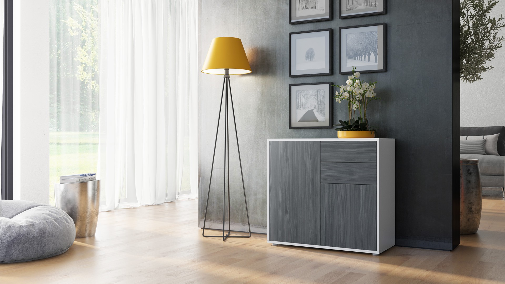 Commode 2 portes 2 tiroirs moderne