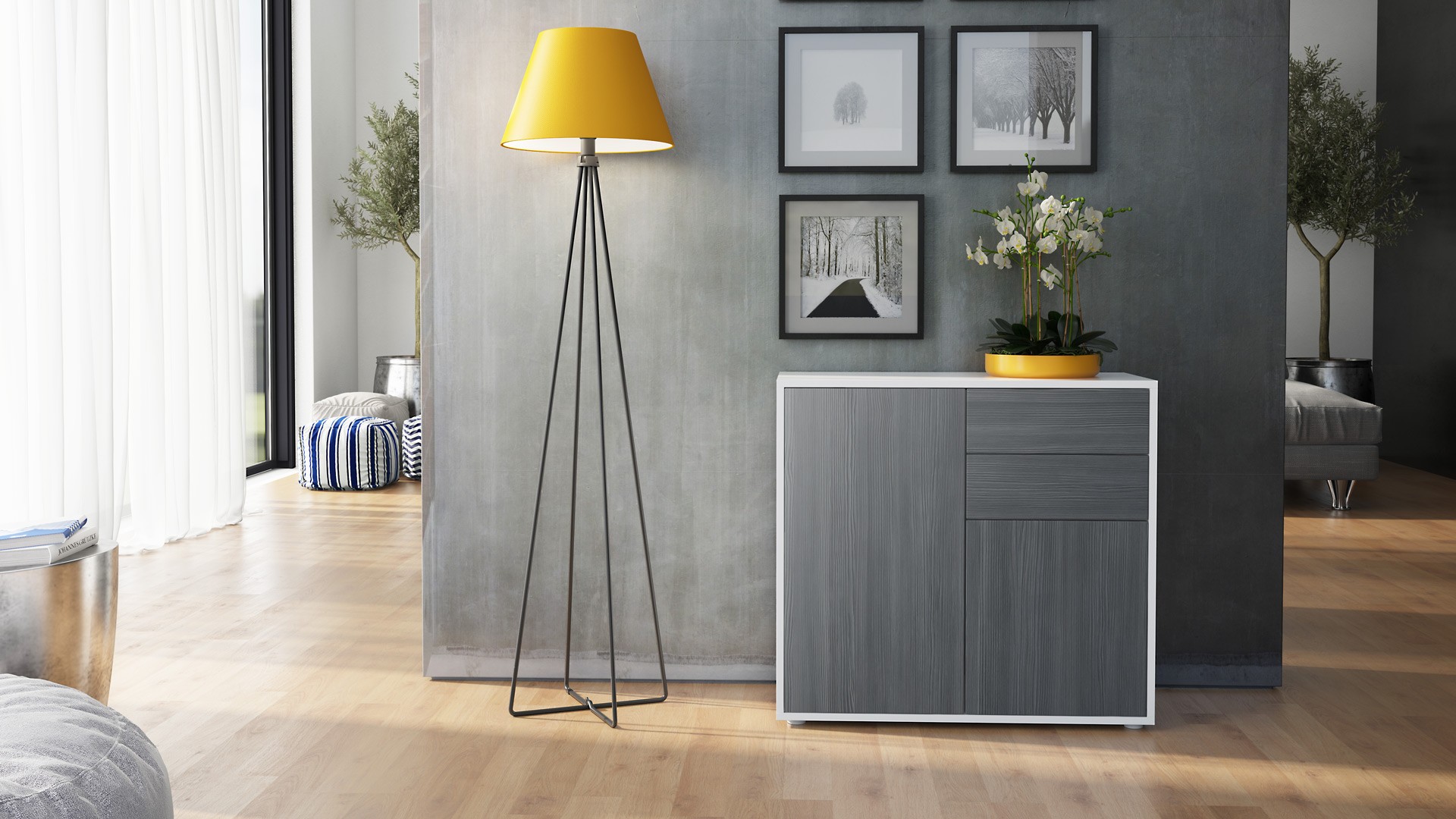 Commode 2 portes 2 tiroirs moderne