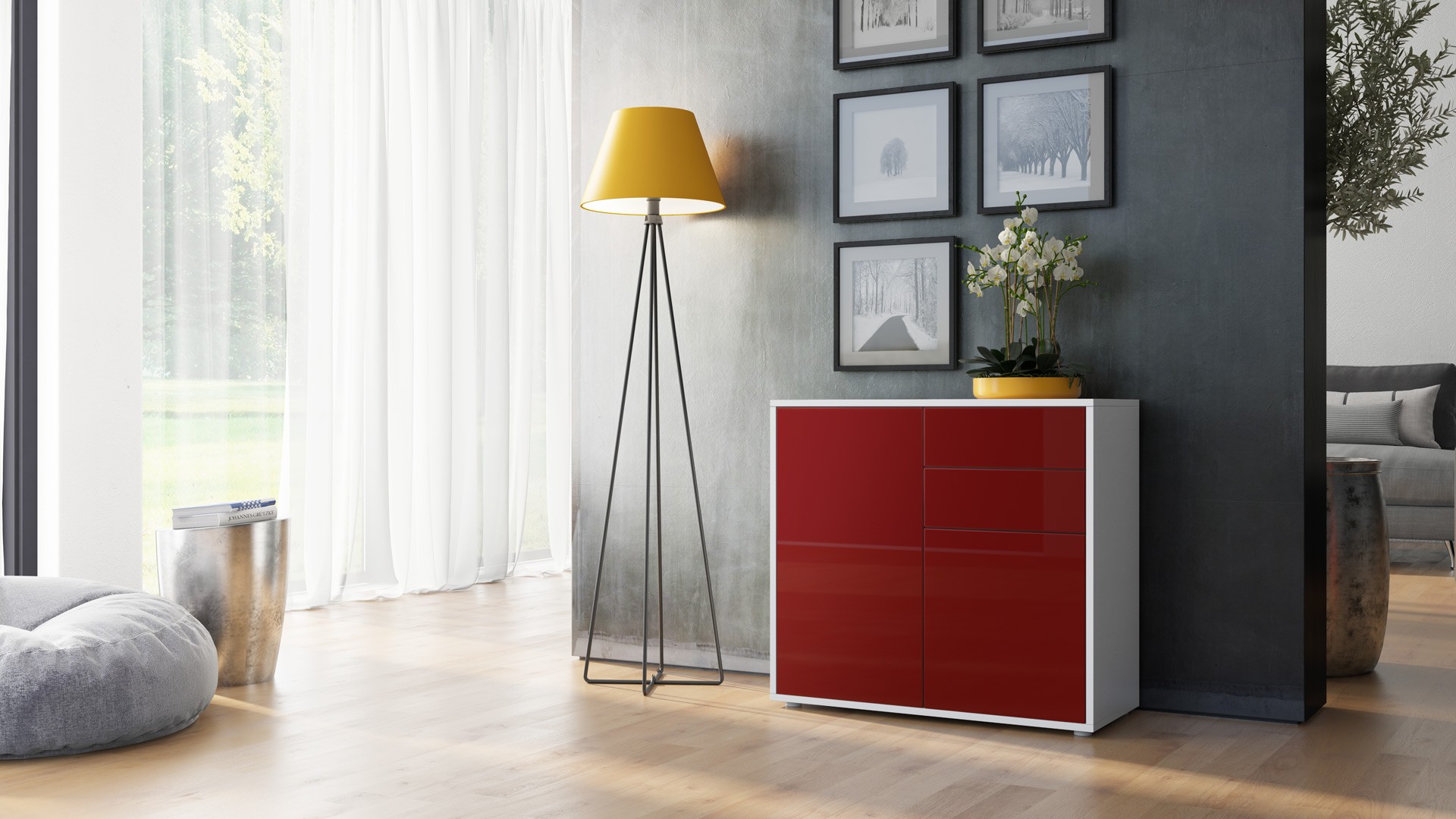 Commode 2 portes 2 tiroirs moderne