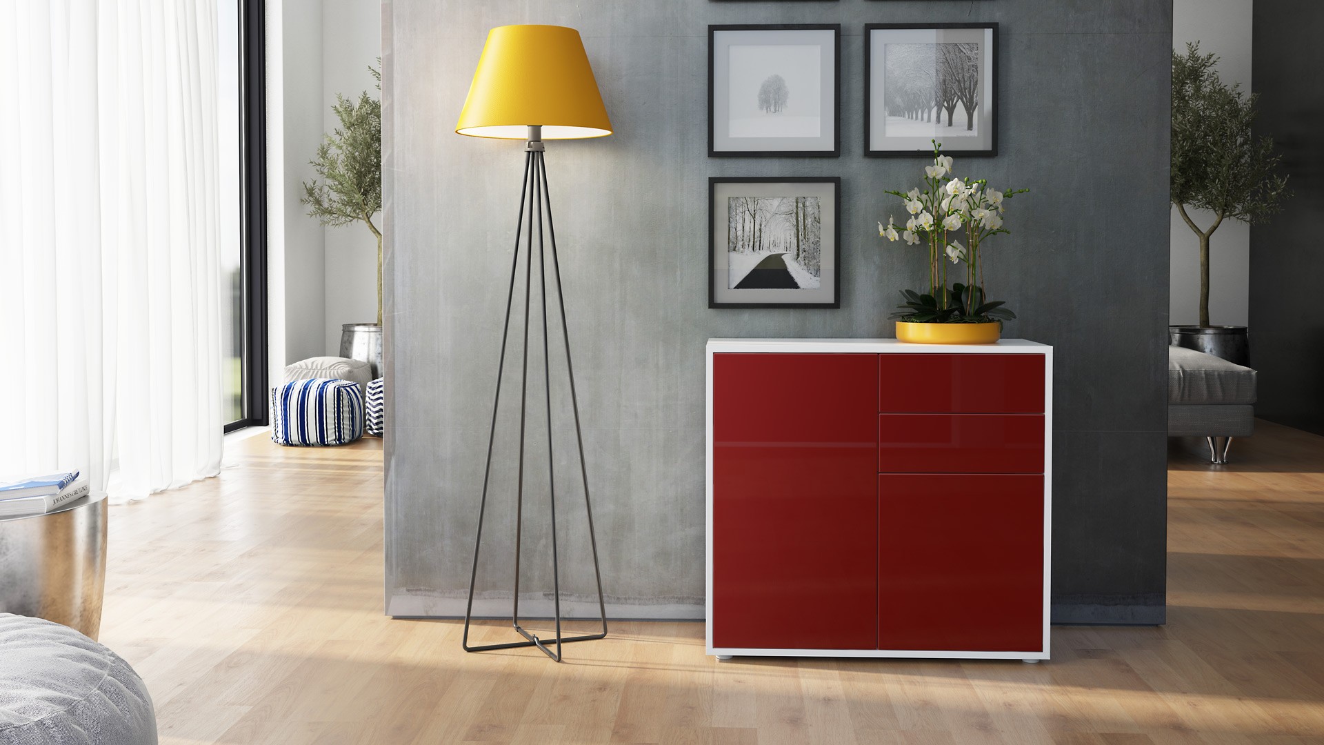 Commode 2 portes 2 tiroirs moderne