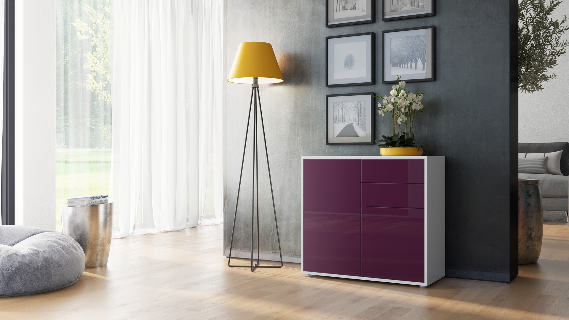 Commode 2 portes 2 tiroirs moderne