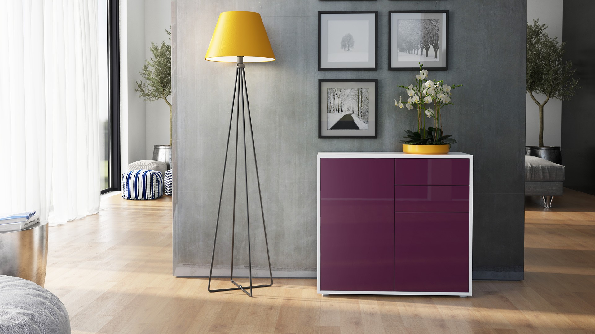 Commode 2 portes 2 tiroirs moderne