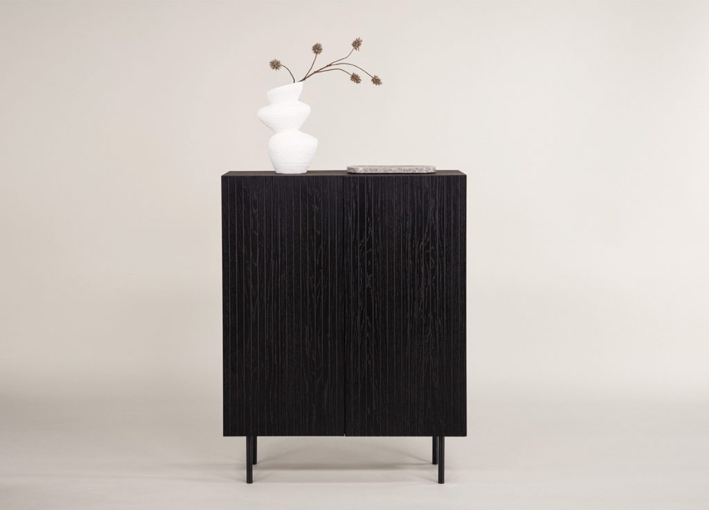 Commode 2 portes noir bois contemporain