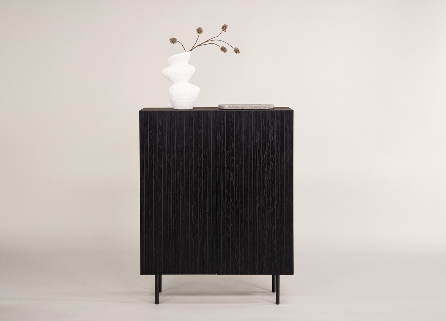Commode 2 portes noir bois contemporain