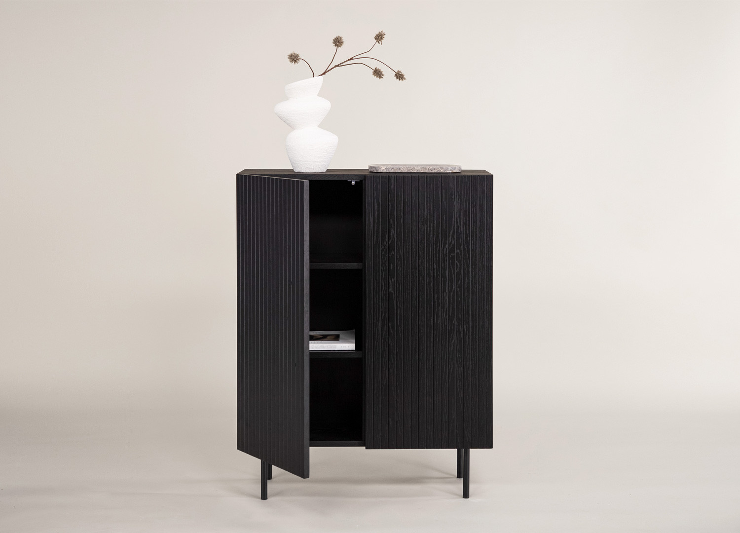 Commode 2 portes noir bois contemporain