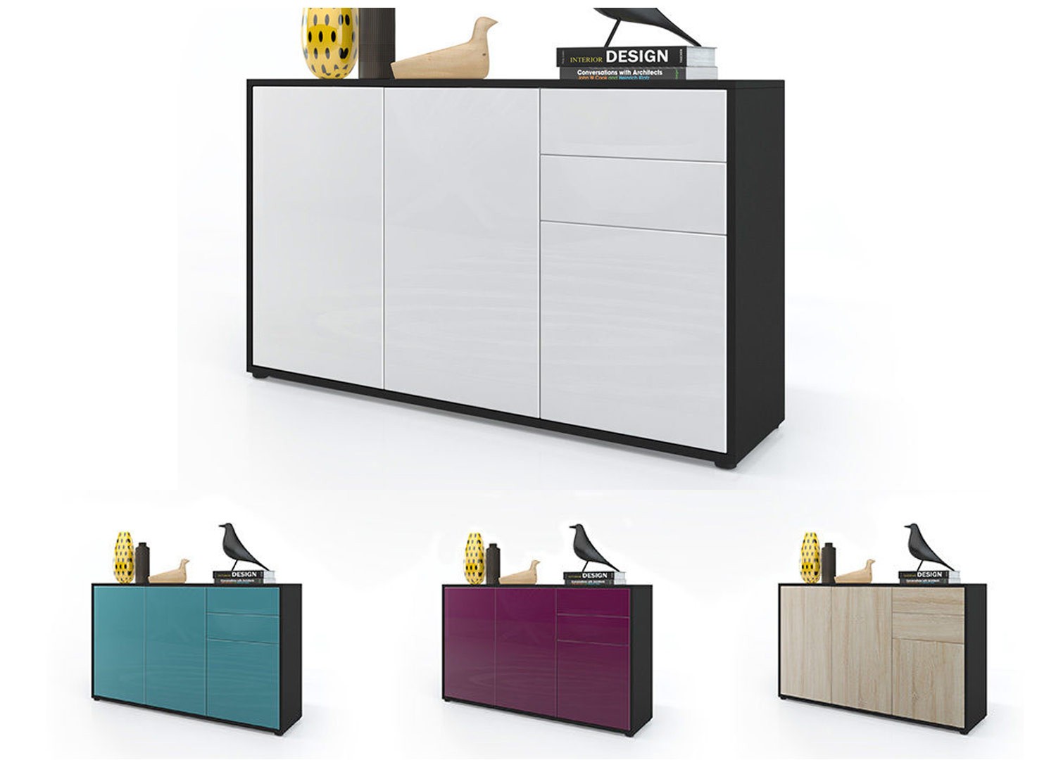 Commode 3 portes 2 tiroirs