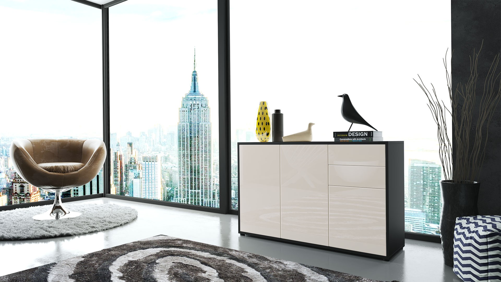 Commode 3 portes 2 tiroirs