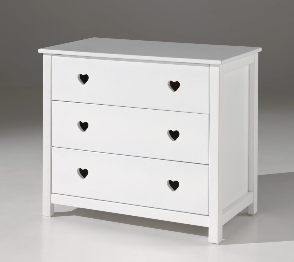 Commode 3 tiroirs blanc laqué