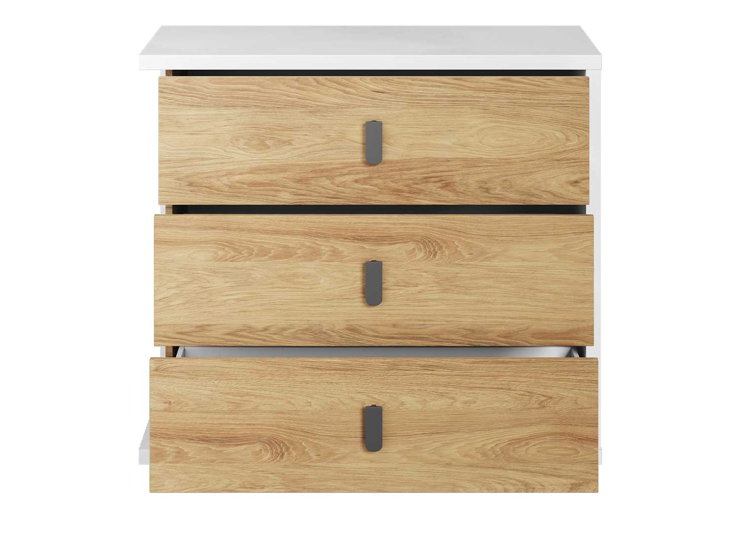 Commode 3 tiroirs blanche et chêne