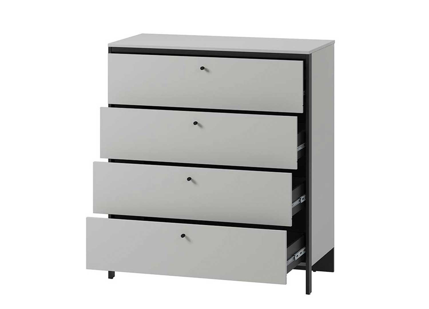 Commode 4 tiroirs grise et noir avec éclairage