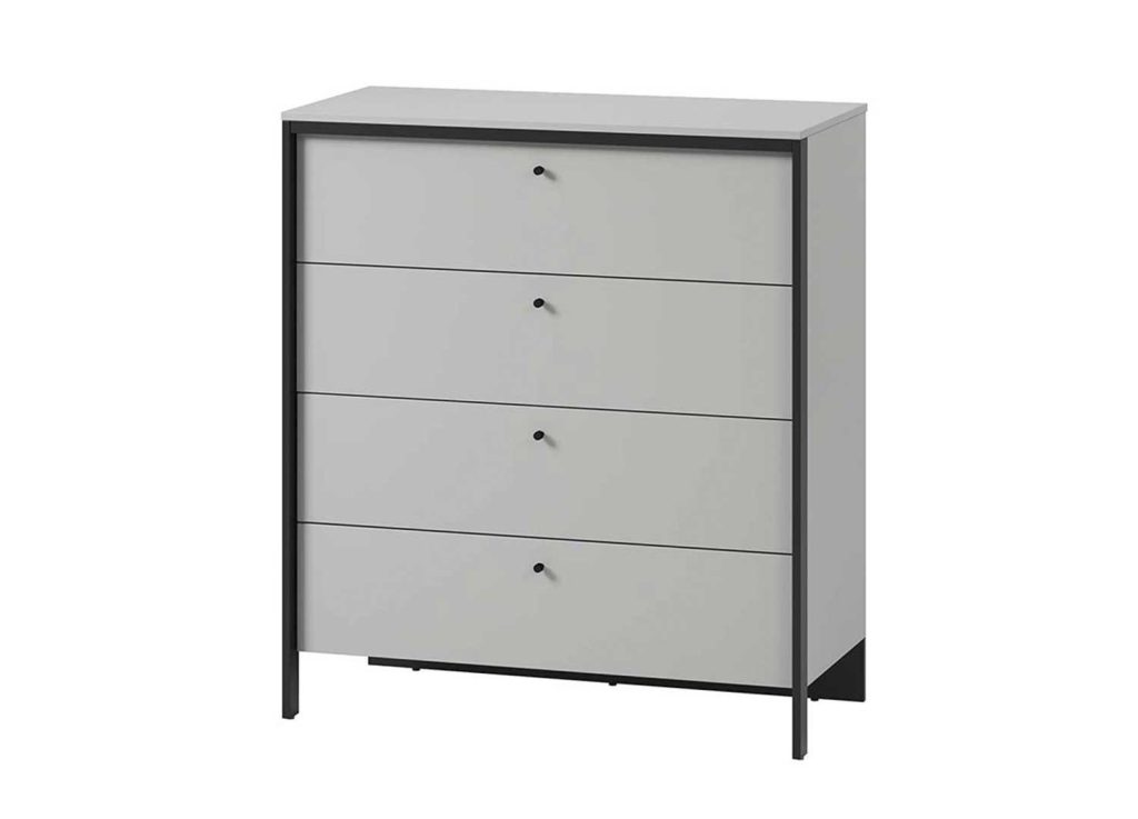 Commode 4 tiroirs grise et noir avec éclairage
