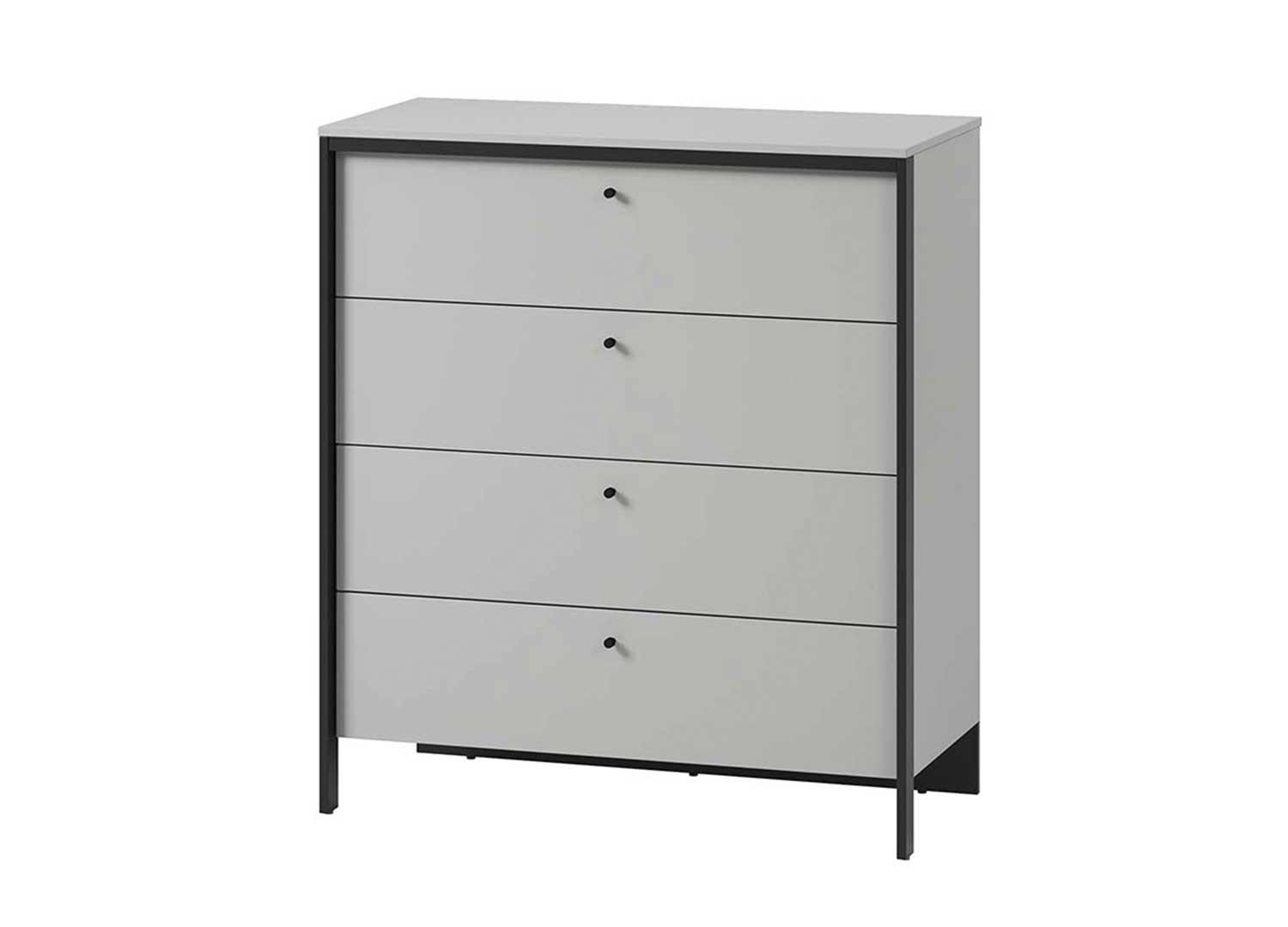 Commode 4 tiroirs grise et noir avec éclairage