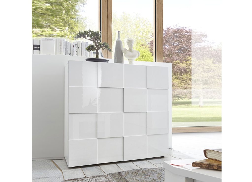 Commode blanc laqué 2 portes