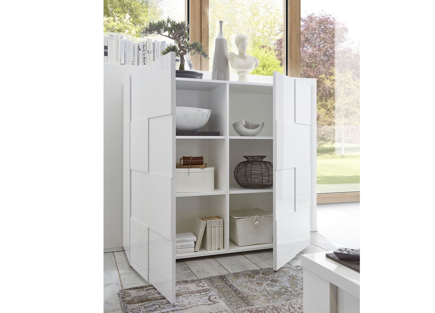 Commode blanc laqué 2 portes