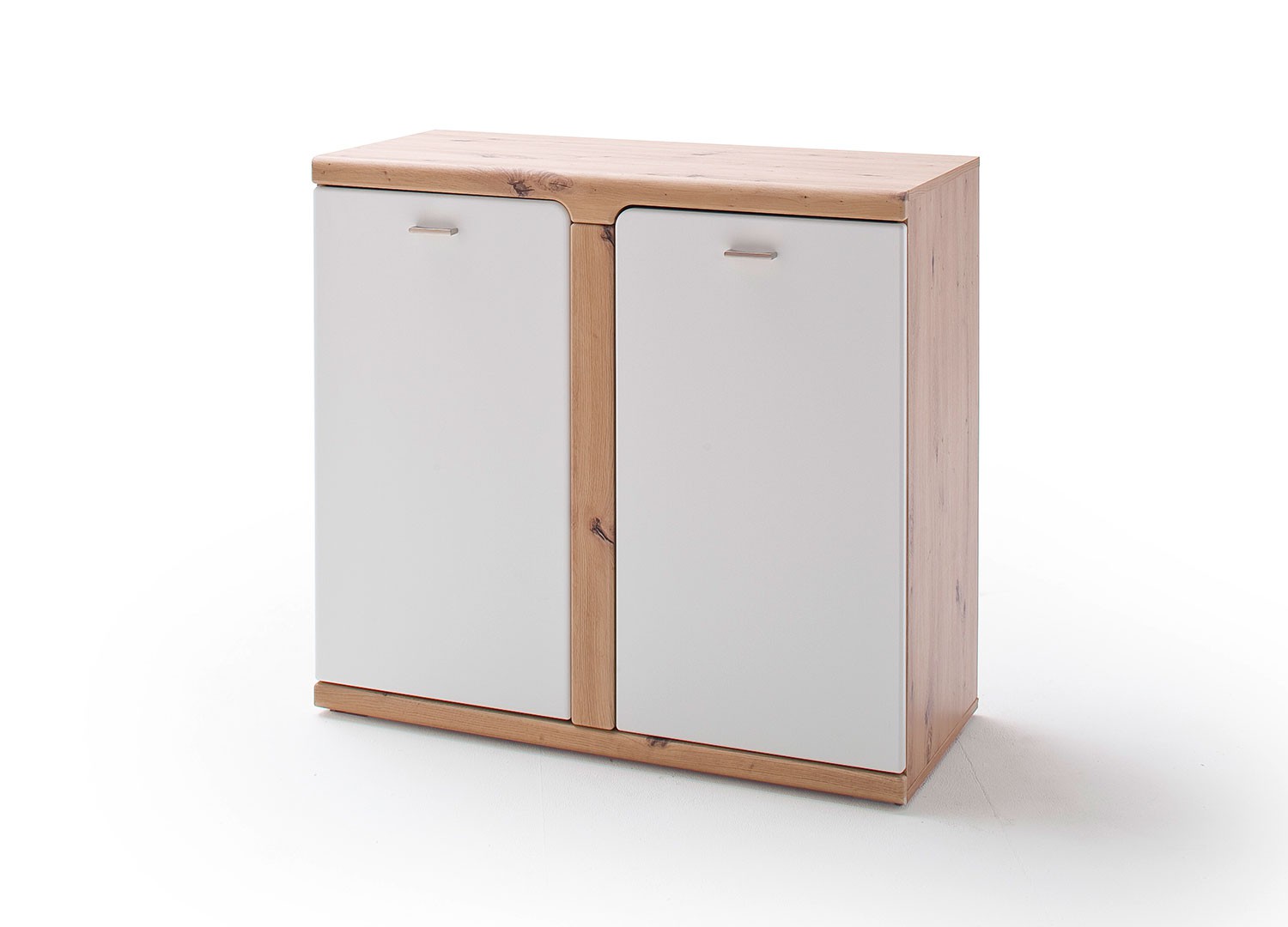 Commode blanche et décor chêne 2 portes