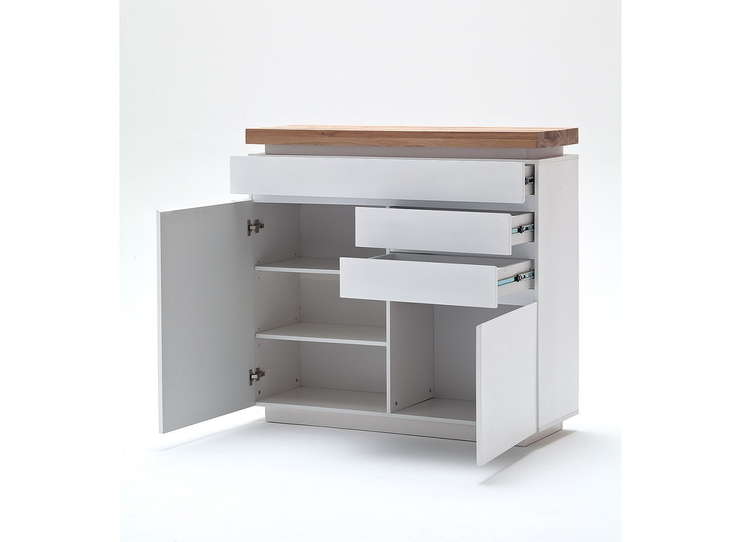 Commode design blanche laquée matte à led