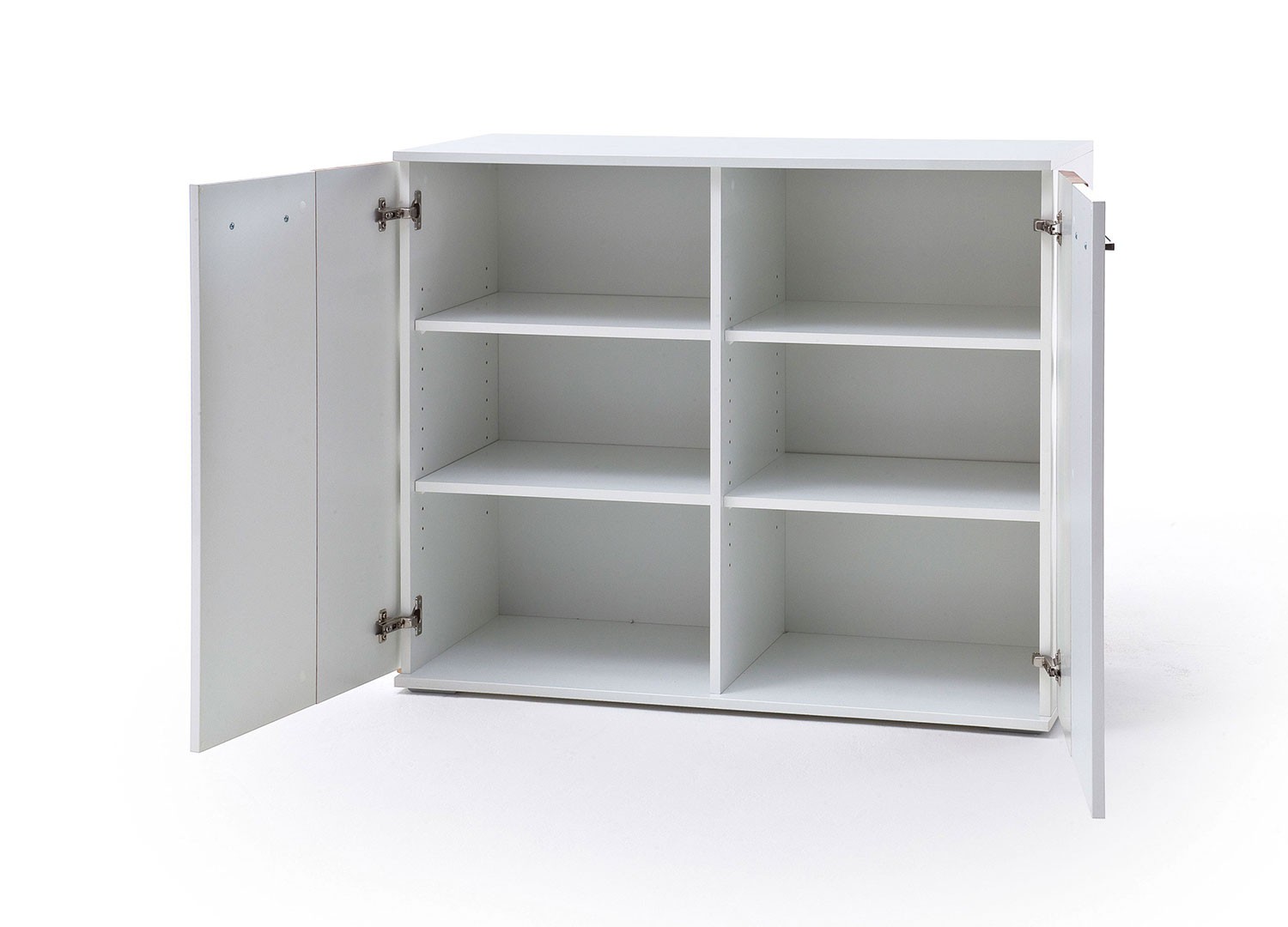 Commode design blanche et bois 2 portes