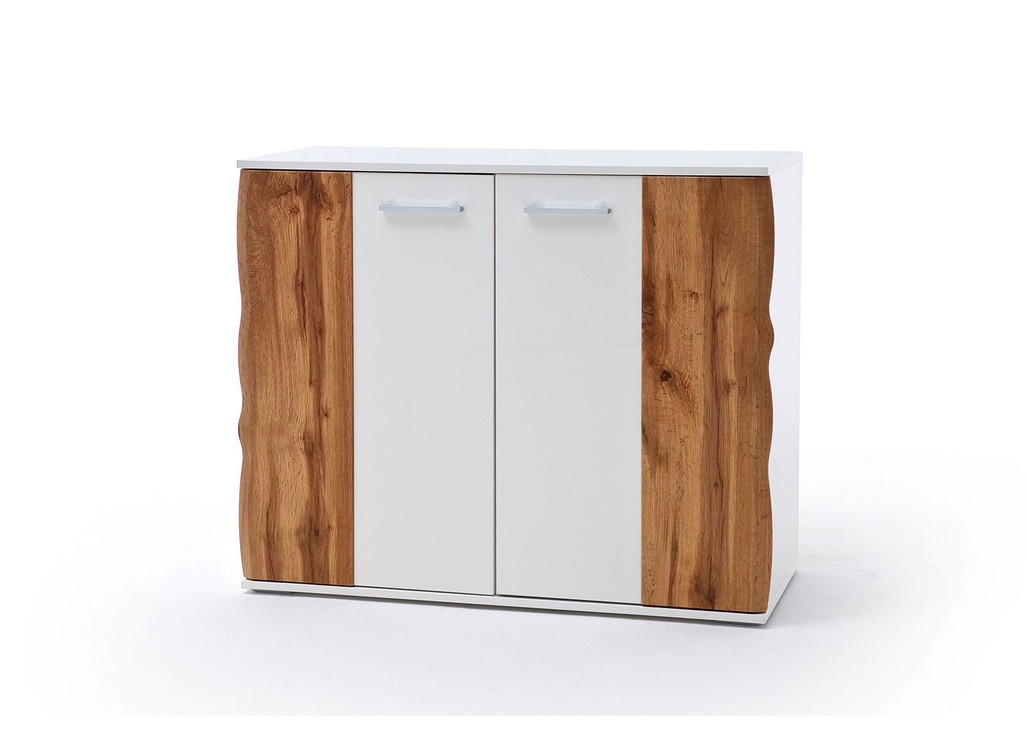 Commode design blanche et bois 2 portes