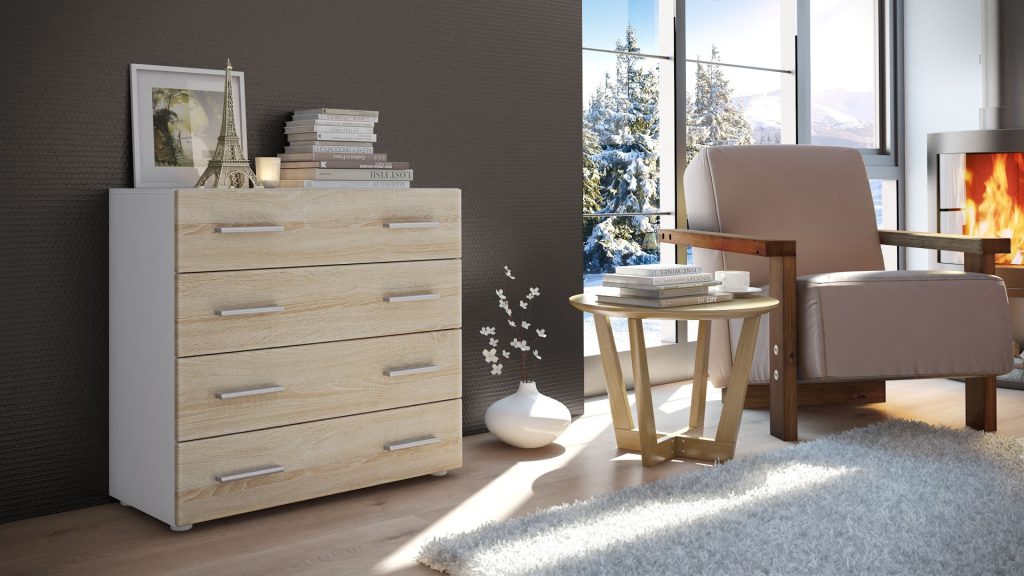 Commode design de salon de 4 tiroirs