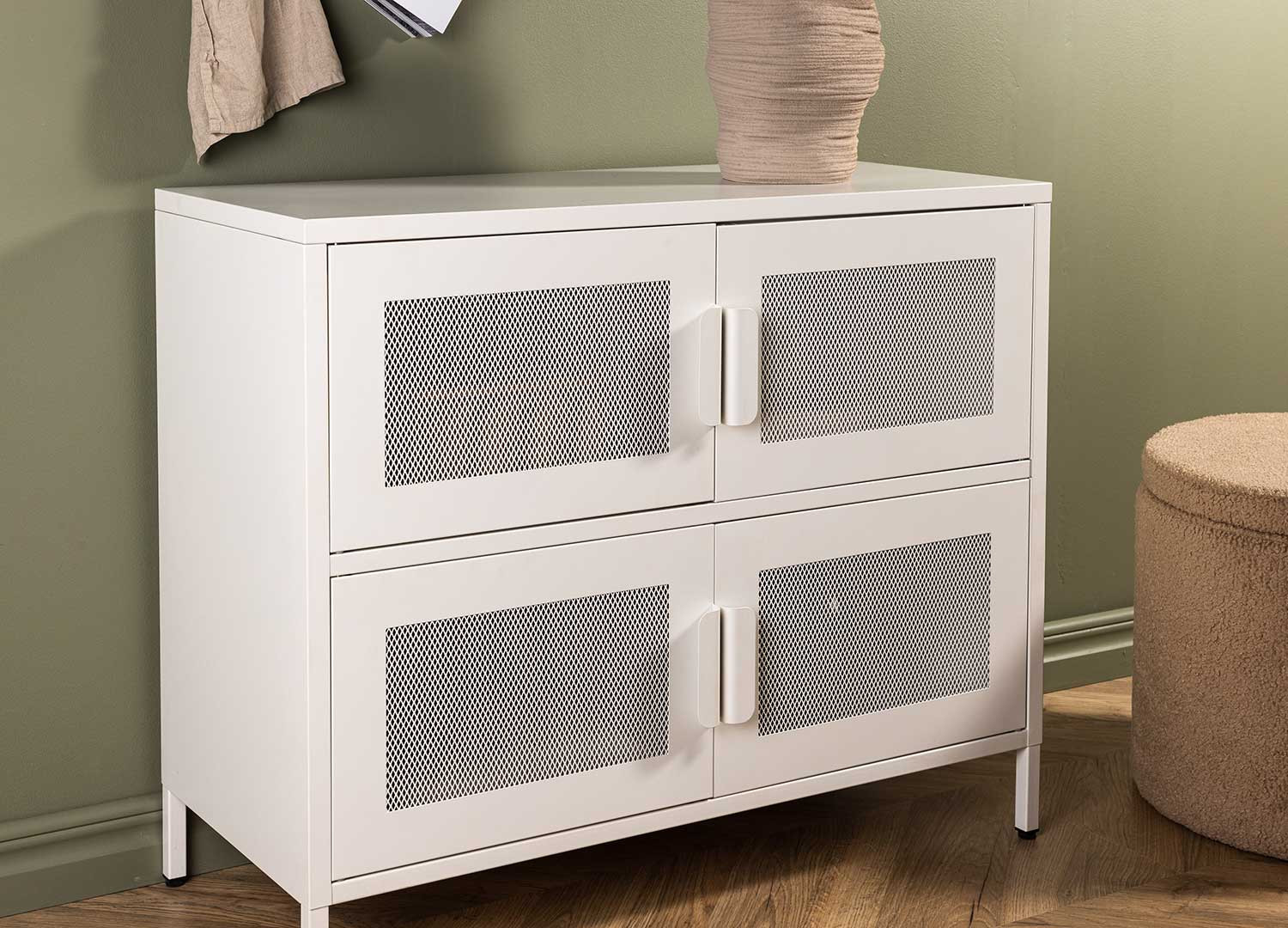 Commode en acier blanc 4 portes