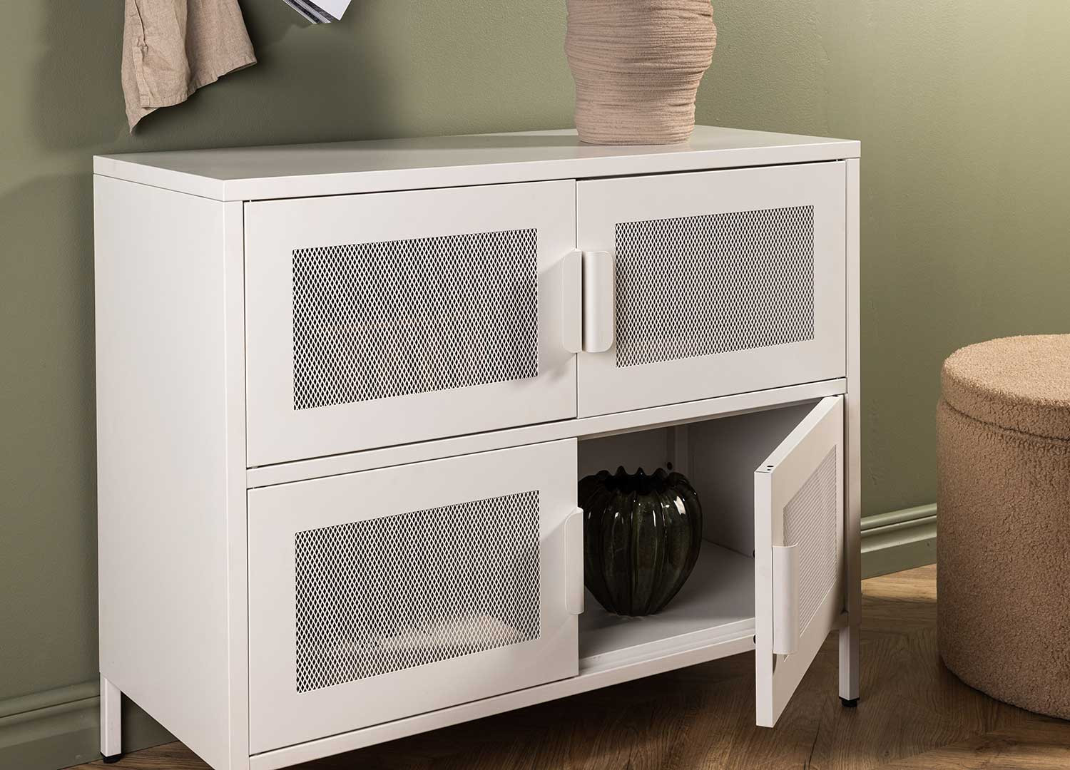 Commode en acier blanc 4 portes
