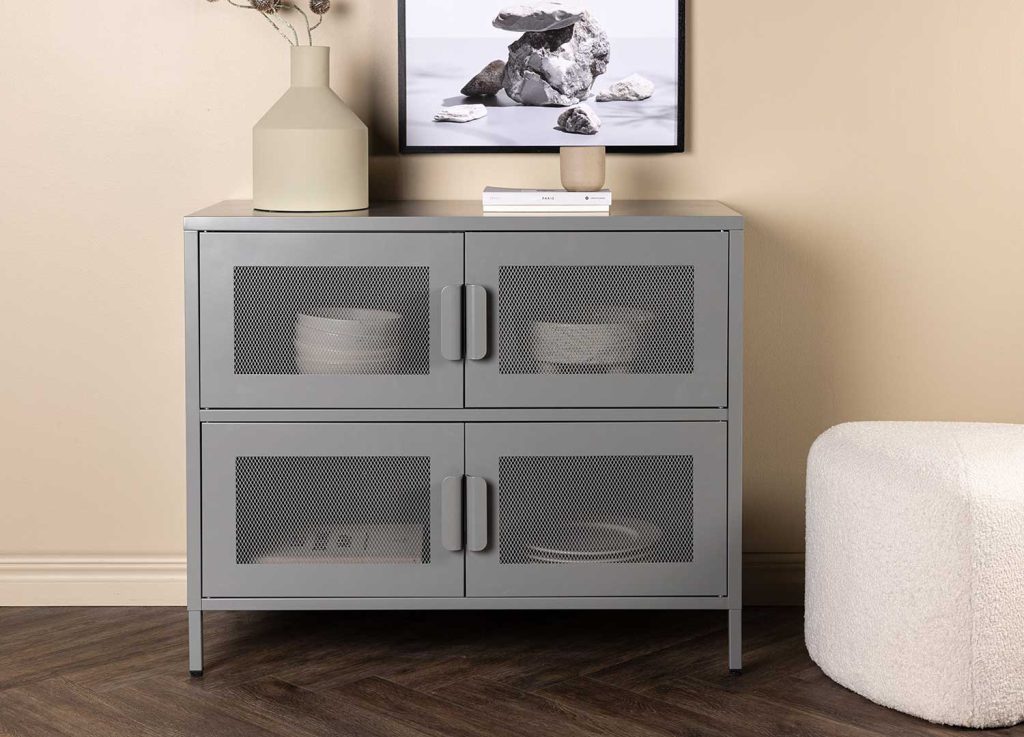 Commode en acier gris 4 portes