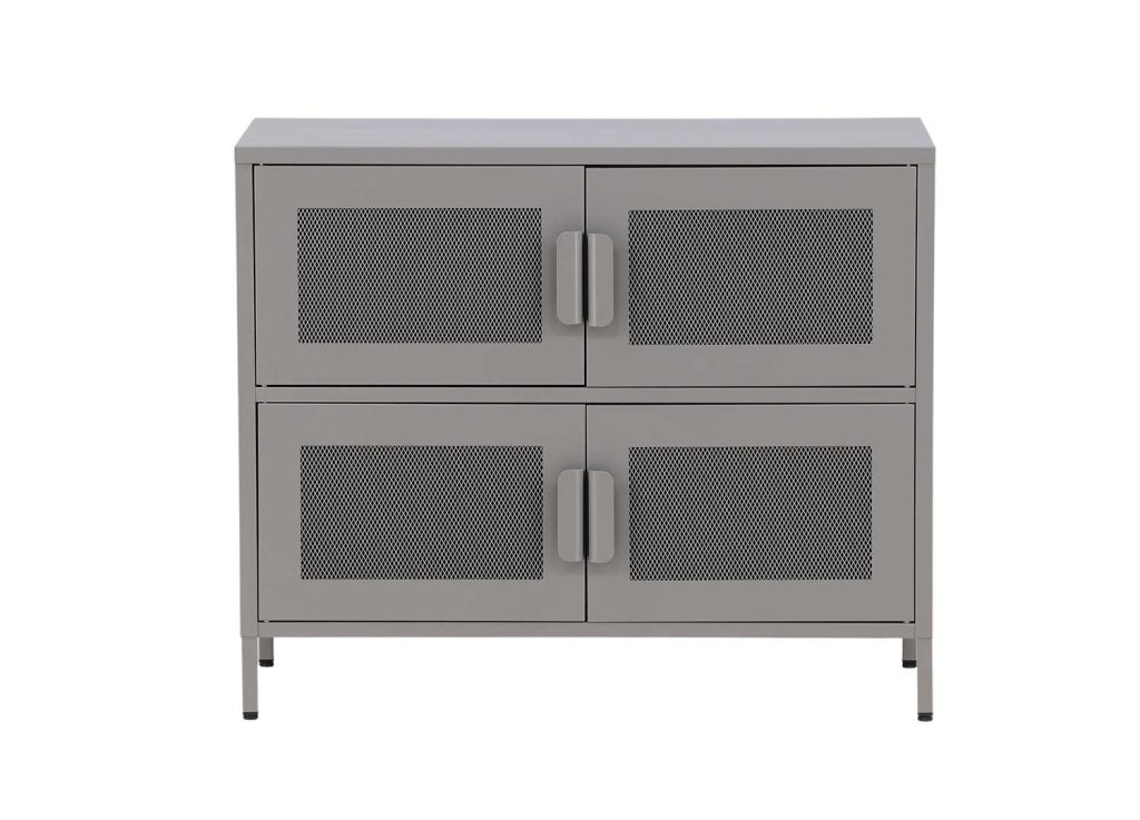 Commode en acier gris 4 portes