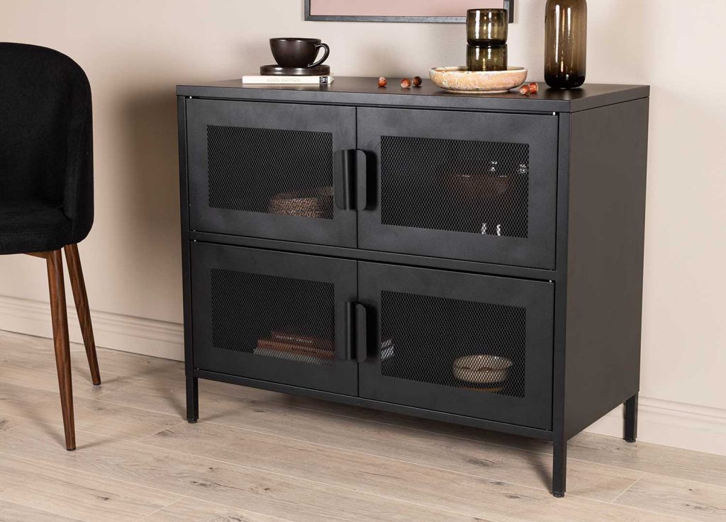 Commode en acier noir 4 portes