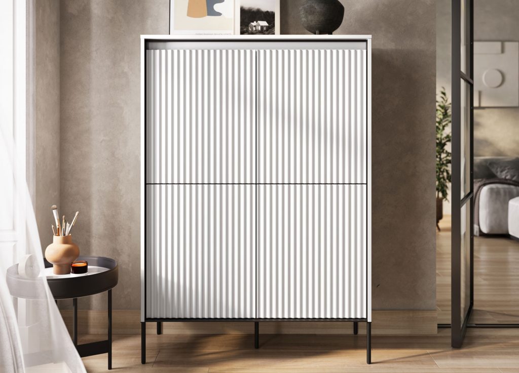 Commode haute 4 portes blanc Trend