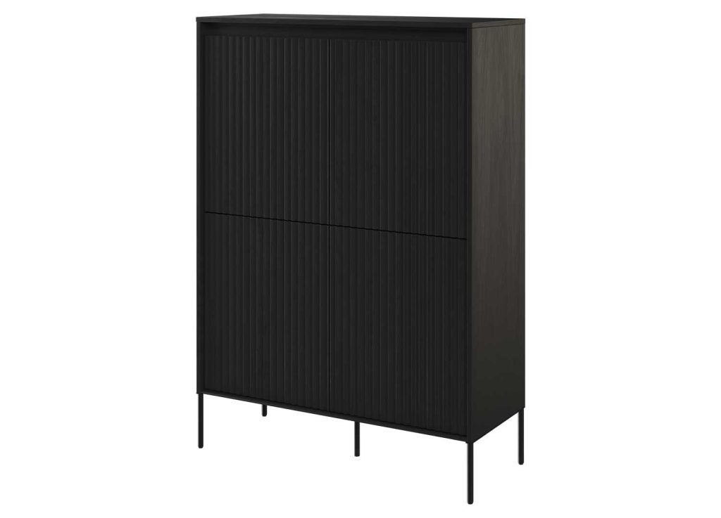 Commode haute 4 portes noir