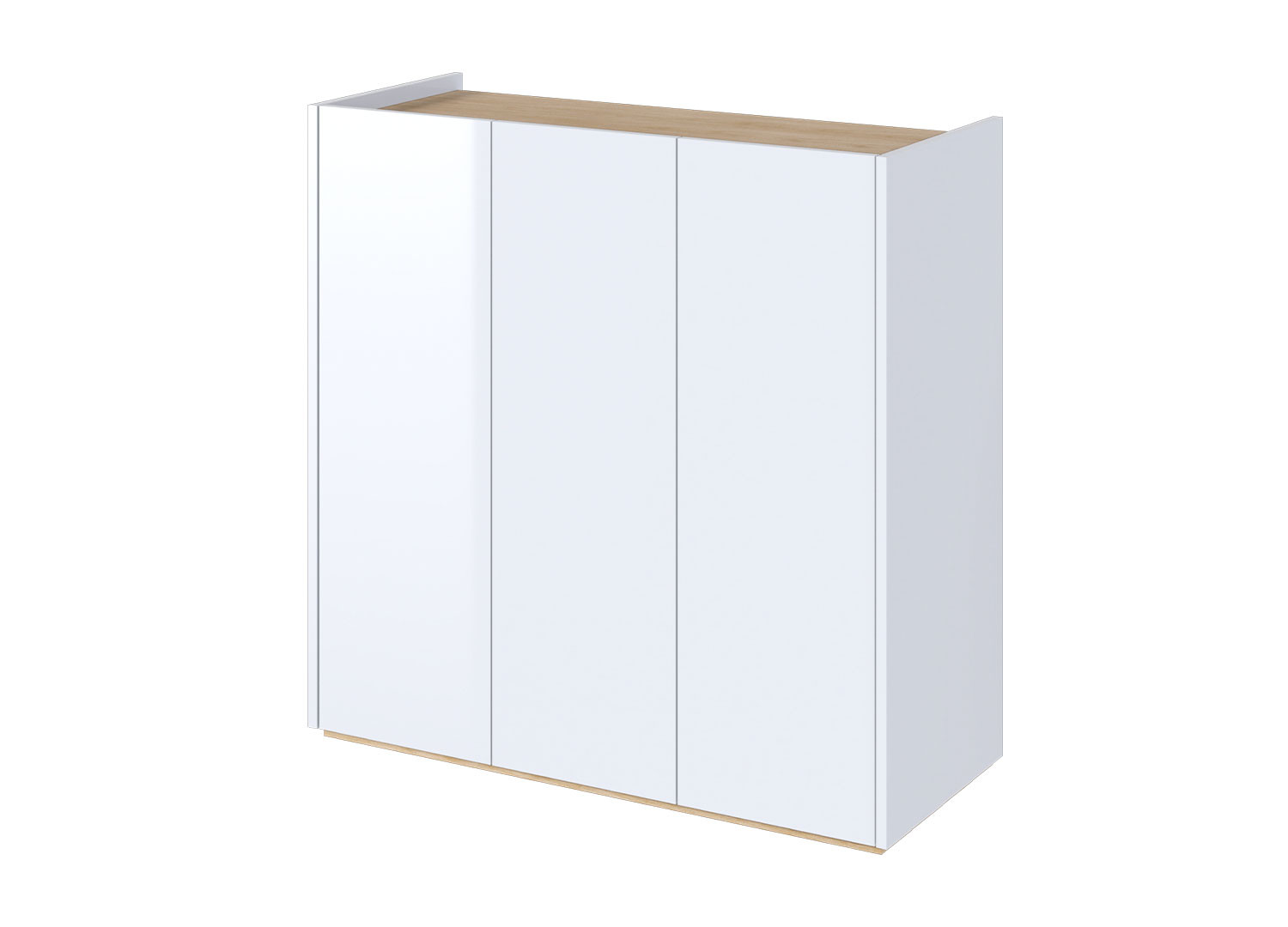 Commode moderne blanc brillant et chêne 95 cm avec éclairage Onda
